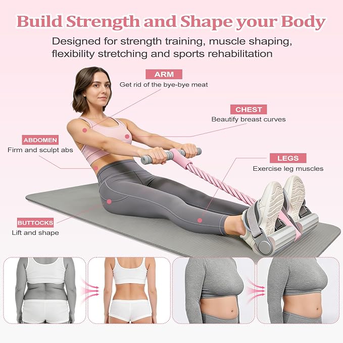 Adjustable Ankle Strap Bands Resistance with Handles, Upgraded 6 Tube Pedal Resistant Band, Natural Rubber Foot Pedal, Fits All Foot Sizes, Fitness Resistance Band for Abs, Waist, Arms and Legs