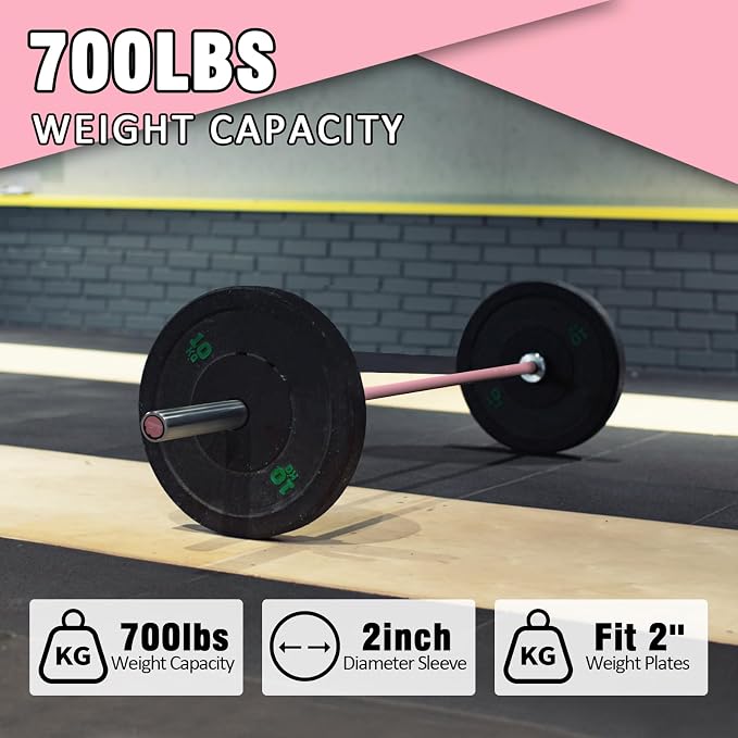 PROOFGOLD 6.6ft Olympic Barbell Bar,35Lb(15kg) Womens Barbell,Bench Press Bar for Squats and Deadlifts,2 Inch Olympic Weight Bar for Home Gym,500LB/700LB