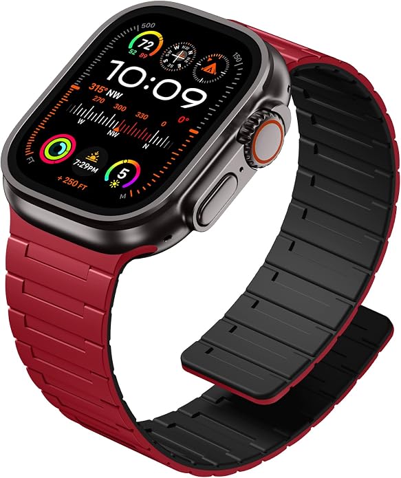 SNBLK Magnetic Watchband Compatible with Apple Watch for Men 44mm 45mm 46mm 49mm 42mm 41mm 40mm 38mm Women, Silicone Sport Strong Magnet Strap for iWatch Series 11 Ultra 3 Ultra 2 Se 10 9 8 7 6 5 4 1