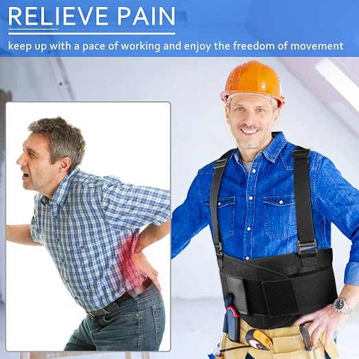 Back Brace Lumbar Back Support Belt for Women and Men - Lower Back Pain Relief - Heavy Lifting Support with Removable Adjustable Belt for Moving and Warehouse,XL/2XL(37"-45")