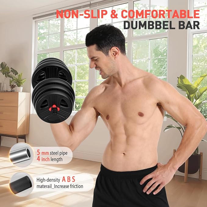 FDS4 Adjustable Dumbbell Set, 20/30/40/60/80 lb Free Weight Set with Connector, 3-in-1 Design for Dumbbell, Barbell, and Weight Plate Training, Home Gym Fitness Equipment for Men and Women