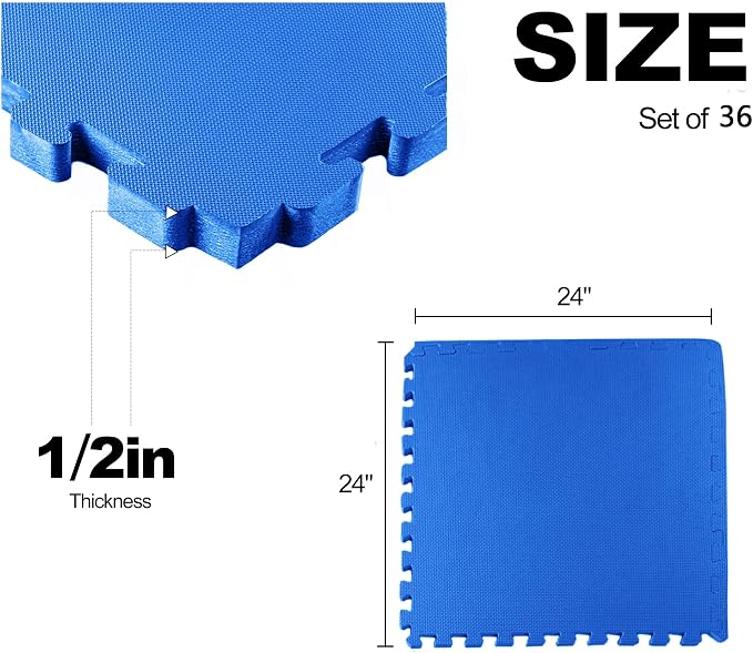 Elevon Puzzle Exercise Gym Flooring Mat, EVA Interlocking Foam Tiles Workout Mat for Home Gym, Fitness Equipment, MMA, Gymnastics, Shock-Absorbing Exercise Mat, Multi-Color
