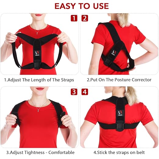 Schiara Posture Corrector for Men and Women, Comfortable Upper and Back Brace, Adjustable Back Support for Back, Shoulder and Neck