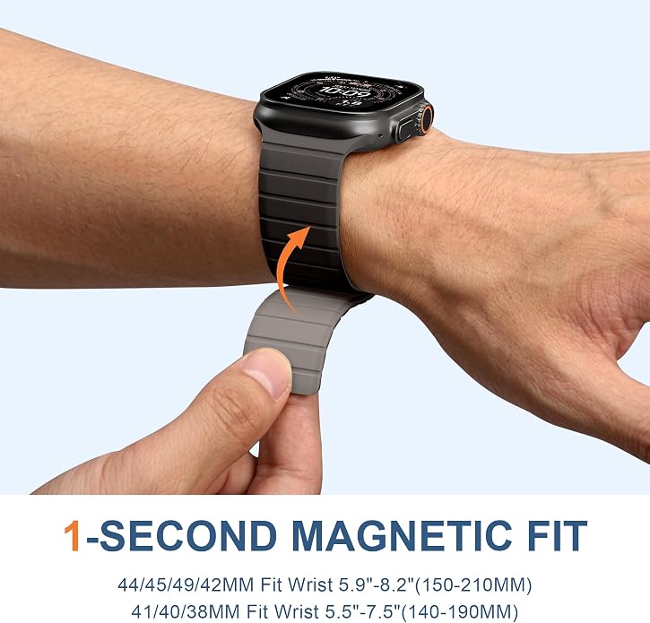 SNBLK Magnetic Band Compatible with Apple Watch Bands for Men 44mm 45mm 46mm 49mm 42mm 41mm 40mm 38mm Women, Secure Silicone Sport Loop Magnet Strap for iWatch Ultra 3 2 1 SE Series 11 10 9 8 7 6 5 4