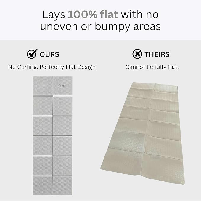 Foldable Yoga Mat, 6mm Thick, 72L x 24W Inch, Lightweight, Anti-Slip, and Easy to Store – Perfect for Travel, Yoga, Pilates, Home Workouts, and Floor Exercises