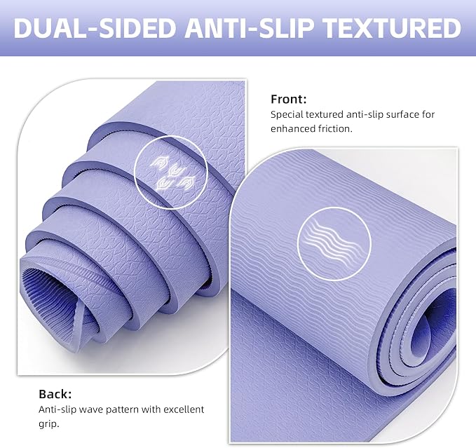 Large Yoga Mat Thick, 76"x32"x0.31"Wide POE Exercise Mat with Non-Slip Surface & Carry Strap, Anti-Tear Workout Mat for Yoga, Pilates, Fitness