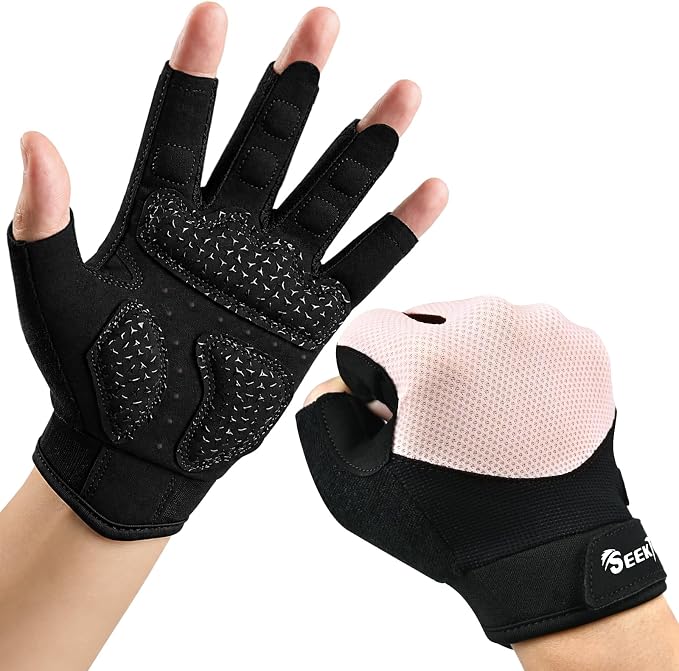 Seektop Breathable Workout Gloves Women & Men: Thick Padded Gym Gloves | Full Palm Protection, Excellent Grip for Gym Weight Lifting Fitness and Training, Exercise, Cycling