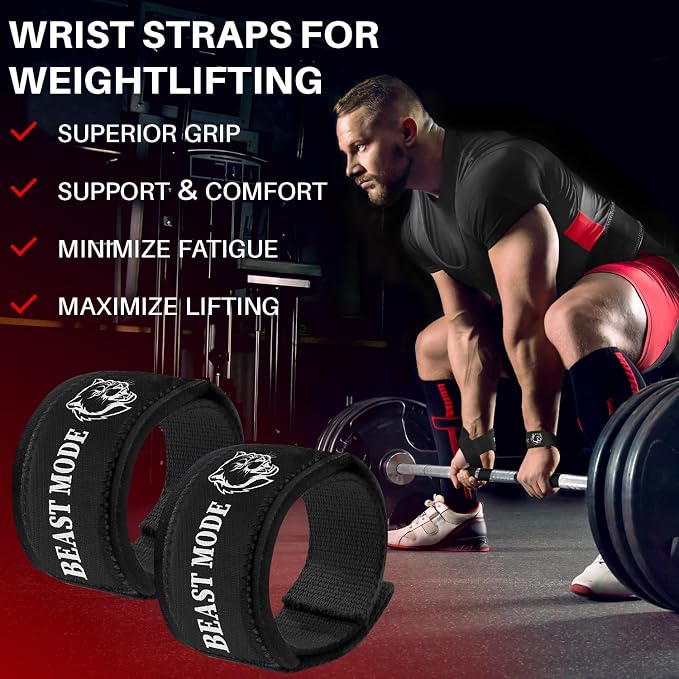 TECEUM Neoprene Padded Cotton Lifting Straps for Weightlifting, 1 Pair