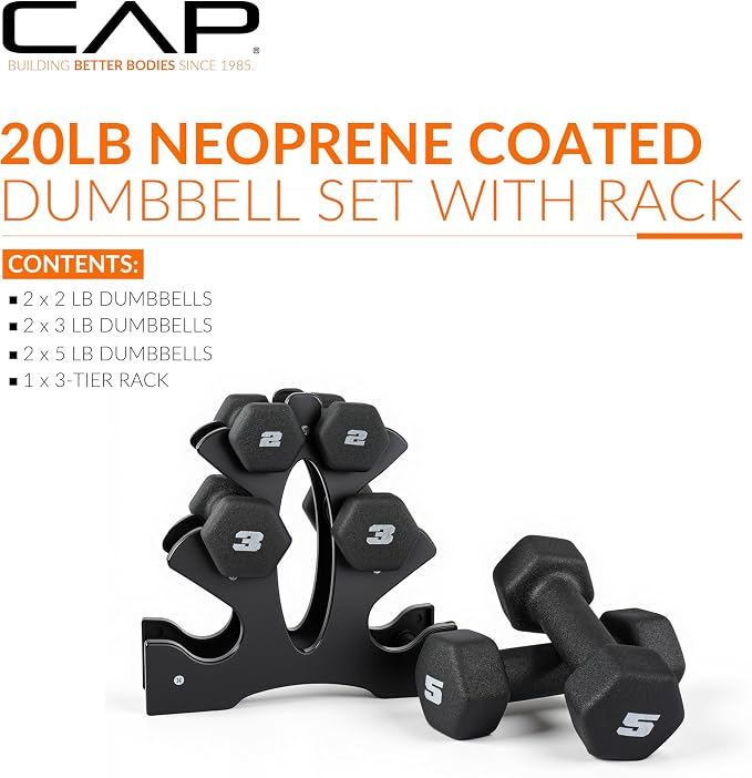 CAP Barbell Neoprene Dumbbell Weights Pairs & Sets | Black
