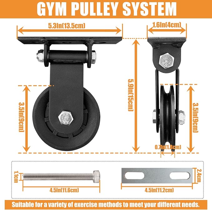 Power Rack Pulley Attachment, LAT Pulldown Machine - Cable & Weight Dual Pulley System for Home Gym Strength Training, Power Racks