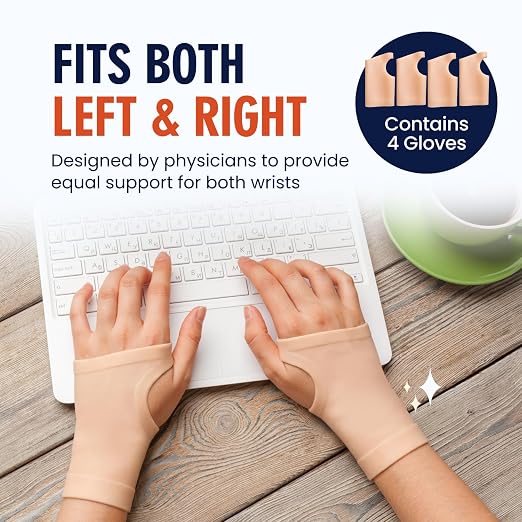 Dr. Frederick's Original Gel Wrist Brace, Medium, 4 ct | Waterproof Fingerless Sleeve, Carpal Tunnel, Arthritis and Tendonitis, Fits Left and Right Hand, Men and Women