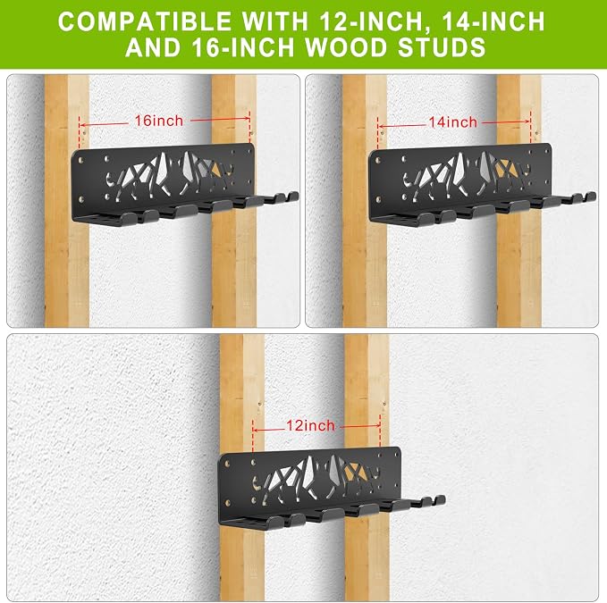 Kipika Versatile Wall Mounted Barbell Holder with Hooks Storage Rack for Barbell Bars Holds Under 33mm Bar Size and Fitness Accessories Space-Efficient Gym Organization for Home & Commercial Use