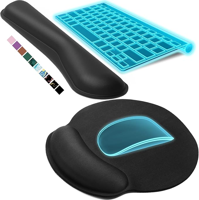 KTRIO Keyboard Wrist Rest & Mouse Pad with Wrist Rest, Black | Memory Foam Wrist Support, Ergonomic Design, Non-Slip Base, Office and Home Use