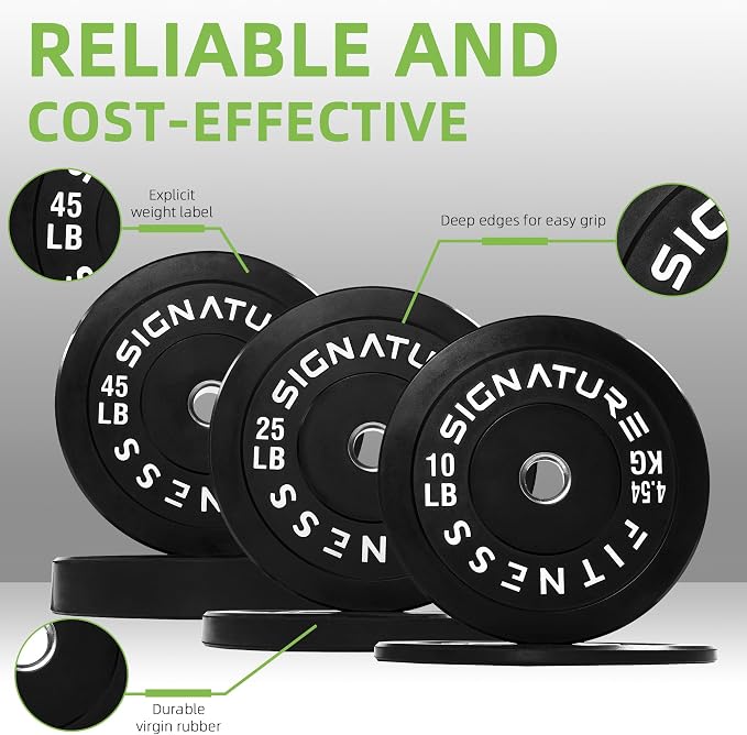 Fitvids 2-Inch Olympic Rubber Weight Plates Sets, Bumper Plates Set Barbell for Strength Training, 160-370 Lbs Multiple Options