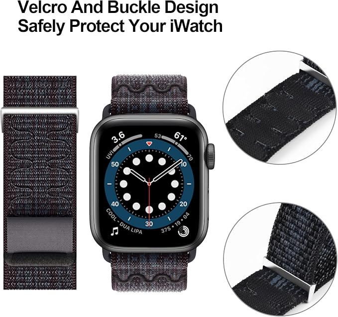 Sport Loop Nylon Band Compatible with Apple Watch Band 38mm 40mm 41mm 42mm 44mm 45mm 49mm Ultra 2 iWatch Series 9 8 7 6 SE 5 4 3 2 1 Strap, Fit for iPhone Watch Band Women Men Stretchy | Nylon Sport Loop Wristband Compatible with Apple Watch Ultra 2 38...
