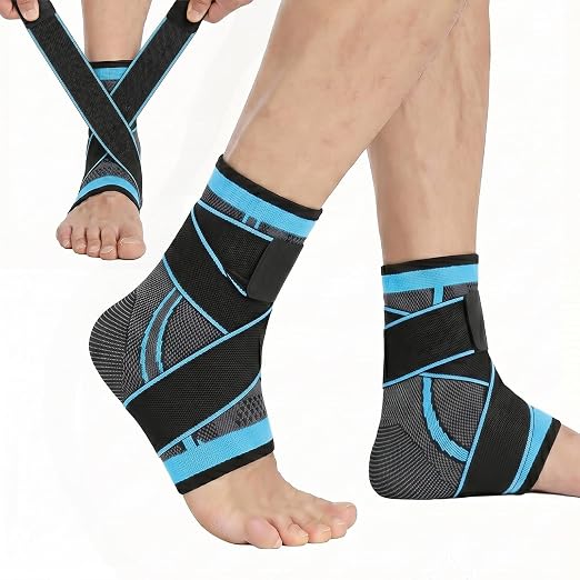 Plantar Fasciitis Socks for Sprained Ankle Support, Compression Socks with Adjustable Strap for Plantar Fasciitis Relief, Ankle Brace Sleeve for Women & Men, Achilles Tendonitis Pain Relief(Blue-L)