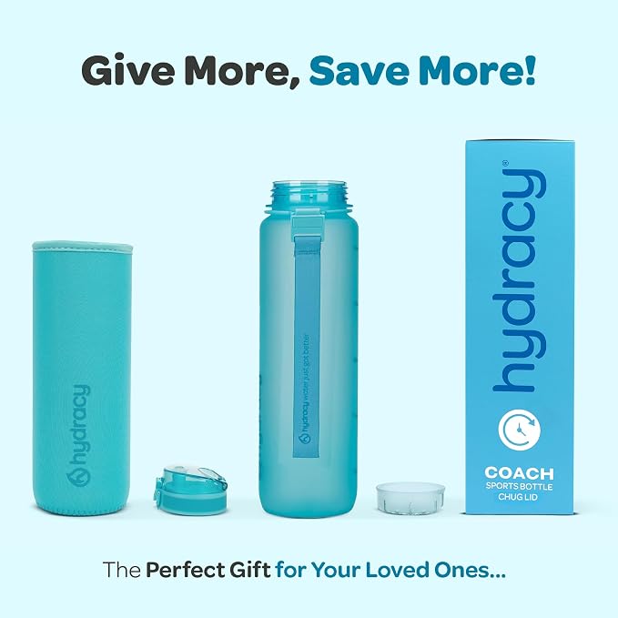 Hydracy Motivational Water Bottle with Time Marker & Fruit Infuser 32 oz | BPA-Free Tritan, Leakproof Flip-Top Lid,No-Sweat Sleeve,Carry Strap,Daily Intake Tracking for Gym,Sports,Outdoors