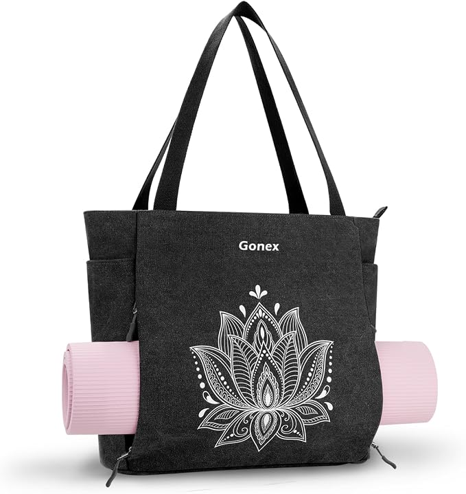 Gonex Yoga Mat Bag with Zipper Mat Carrier Canvas Gym Tote | Durable Canvas, Zipper Closures Prevent Slipping, Quick Access, Bottle Holder, Fits Yoga Blocks, Gym & Travel Use