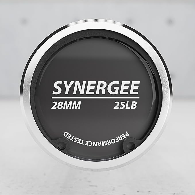 Synergee Olympic Barbell – 20/25 lb, 2" Bar, 350 lb Cap, Magnetic Collars