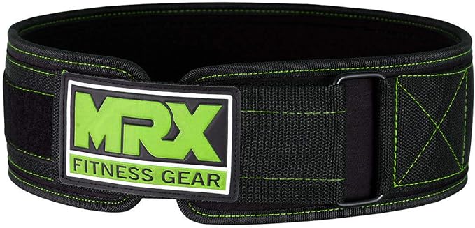 MRX Weight Lifting Belt - 4 Inches Wide 8mm Thick Padded Back Support with Flexible Ultralight Foam Powerlifting Belts Heavy Duty Deadlifts Workout Squats Exercise & Lifting Belt for Men & Women