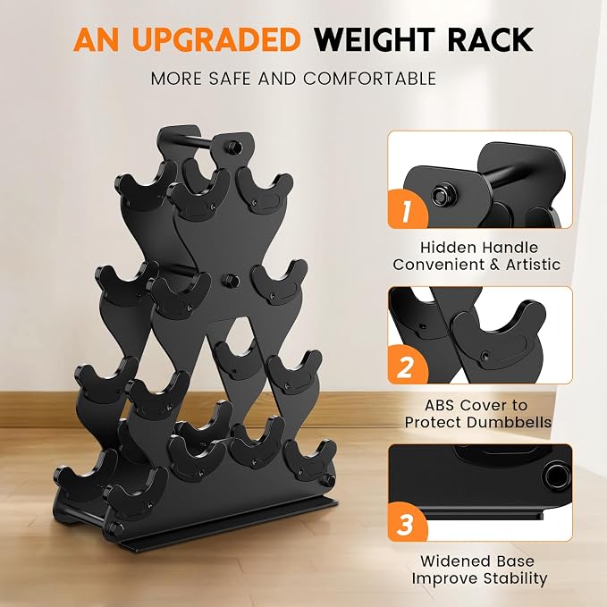 Dumbbell Rack Stand Only | Space-Saving Weight Rack for Home Gym, Hand Weight Rack Dumbbell Storage for Dumbbell Set (3-15 LB), Durable Metal Stand with Easy Assembly (Dumbell not Included)