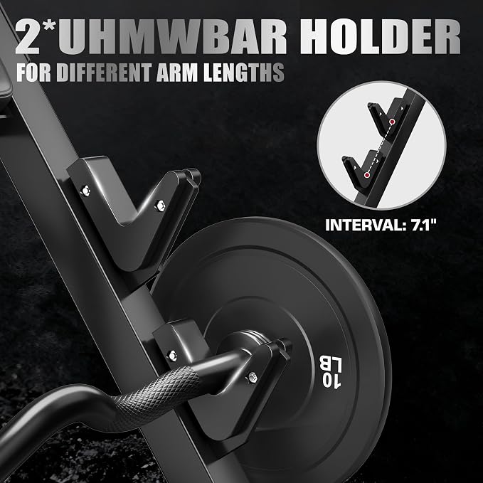 PC01 Preacher Curl Bench, Seated Arm Isolated Barbell Dumbbell Bicep Station, Adjustable Bicep Curl Machine with 2 Bar Holders for Home Gym