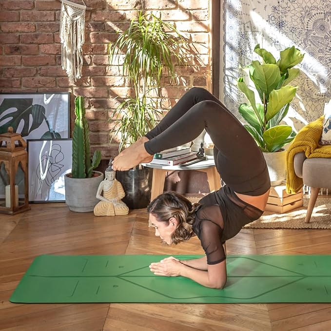 Liforme Classic Yoga Mat - Posture Alignment Design, Advanced Non-Slip Grip | Eco-friendly, Non-Toxic, Sweat-Resistant, long, wide, 4.2mm thick mat for comfort, recommended for Hot Yoga, Free Yoga Bag