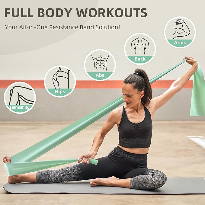 Stretch Bands for Exercise, Resistance Bands for Working Out, Exercise Bands for Physical Therapy, Pilates, Rehab, Stretch, Strength Training and Yoga Starter Set
