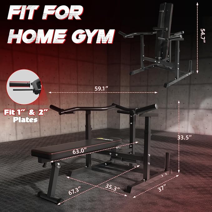 Mdeam Chest Press Machine, with Independent Converging Arms for Home Gym | Foldable,Fits 1"/2" Plates,with Spotter Arms for Safety, Adjustable Incline Bench for Chest,Arms,Shoulder,AB Workouts
