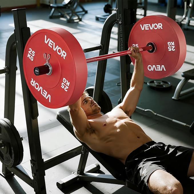 VEVOR 7FT/6FT/4FT Olympic Barbell Bar, Fits 2-Inch Weight Plates, Barbell Bar with Knurled Grip for Strength Training, Weightlifting, Squat, Deadlift, Bench Press, Curl, Overhead Press, 500lbs/700lbs/1000lbs Capacity