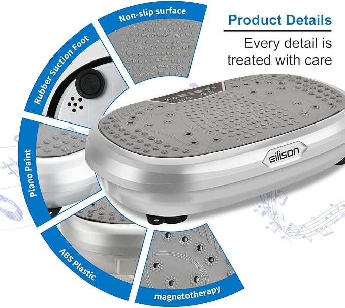 FitMaxx 3D XL Vibration Plate Exercise Machine - Whole Body Workout Vibration Platform w/Loop Bands - Lymphatic Drainage Machine for Weight Loss, Shaping, Recovery