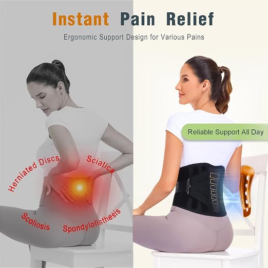 Copper Back Brace - Relief from Lower Back Pain, Unique SVA System for Proper Posture, Enhanced Ergonomic Pad with 10X Compression Support, Breathable and Comfortable Fit for Men and Women