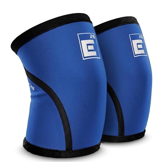 Element 26 Knee Sleeves for Weight Lifting with Gym Bag (L, Blue) | 6mm Neoprene Support for Powerlifting, CrossFitting, Squats, Deadlifts, 7mm Compression, Non-Slip, Men & Women, Sold As Pair