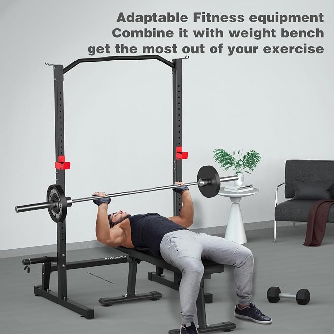 Power Cage Height Adjustable Squat Rack Home Gym Power Tower Multi-Function Pull Up Station Strength Training Squat Stand Barbell Rack