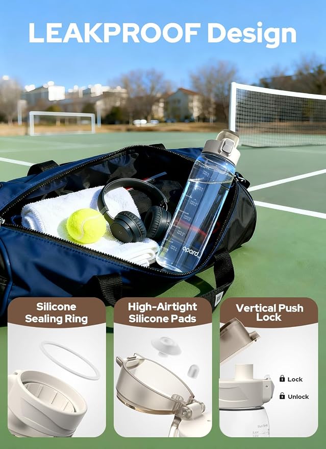 Opard Zip 32oz Plastic Water Bottle Dishwasher Safe, Leakproof Flip-Top Lid, BPA Free Tritan, Wide Mouth Reusable Sports Water Bottle for Gym Hiking Commuting Outdoor Travel and School