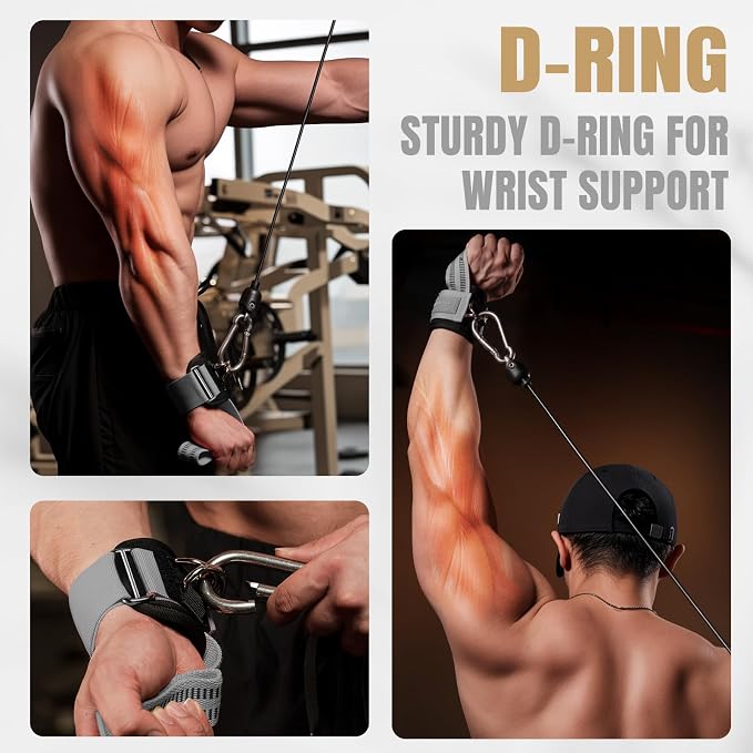 M MANUEKLEAR Wrist Straps for Weightlifting, Gym Lifting Straps with D Rings for Cable Machine,Weight Lifting Wrist Wraps for Men Women