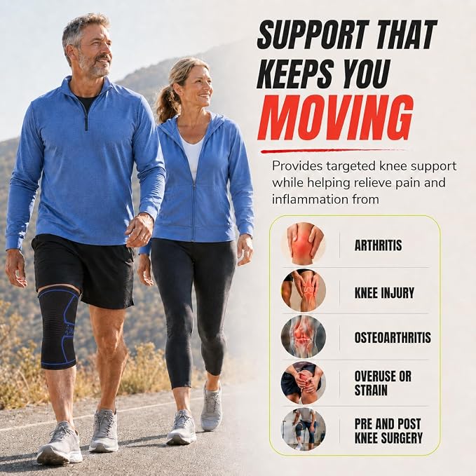 Knee Brace for Men and Women Knee Compression Sleeve Knee Support Wraps for Arthritis Joint Pain Relief, Workout, Swelling, Sports, Circulation, Running, Recovery for ACL & Meniscus Tear