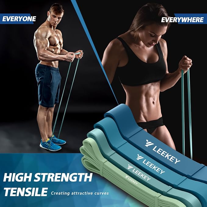 LEEKEY Pull Up Assistance Bands,Muit Levels Resistance Bands for Senior/Adults,Exercise Bands with Door Anchor, Strength Bands for Fitness Training, Physical Therapy,Home Gym Workouts