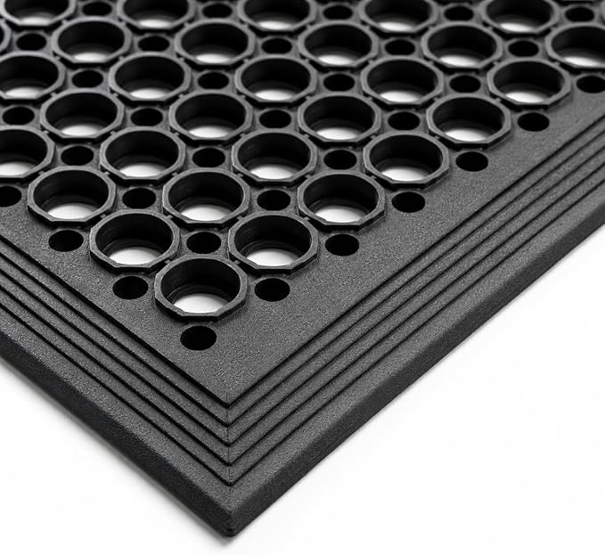 UNIMAT-Anti-Fatigue Outdoor Rubber Drainage with Non-Slip Backing Heavy Duty Mat for Restaurant Industrial Use-3'x 5' Black Mat-Ideal Bar Accessory | Non-Slip Backing, Heavy Duty, Restaurant Industrial Use, Ideal Bar Accessory