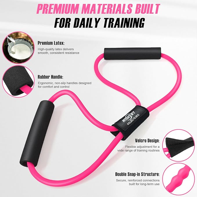Upgraded Durable Pedal Resistance Band with Handle and Figure 8 Resistance Band Set, Stretch Bands for Exercise, Full Body Workout Equipment for Core Abs Waist Arms Back Stretching Training