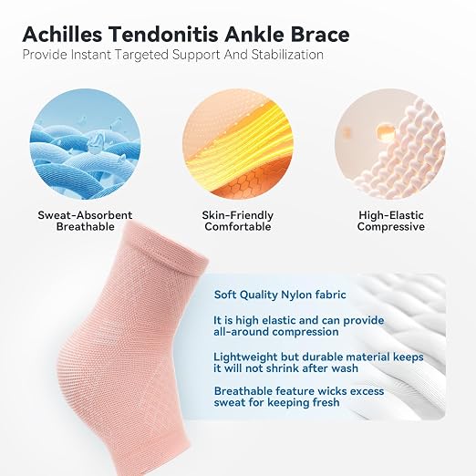 2 Pack Ankle Brace & Ankle Compression Sleeve for Women Men | Arch Support Socks, All-Day Wear, Achilles Tendonitis Brace for Plantar Fasciitis, Sprains, Foot Swelling Relief