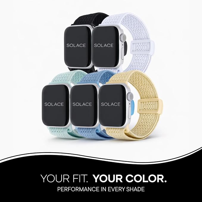 Solace Sport Adapt Bands - Apple Watch Bands, Breathable Nylon with Magnetic Clasp, Unisex Smart Watch Band, Apple Watch Strap