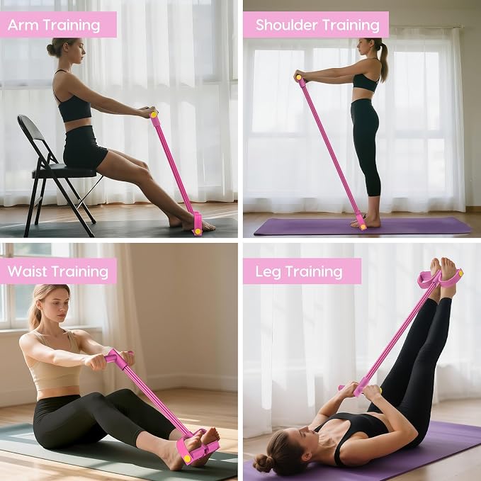Resistance Bands with Handles, 6-Tube Elastic Pedal Resistance Band for Working Out, Durable Natural Rubber Exercise Bands, Multifunction Exercise Equipment for Abdomen, Waist, Arm, Leg Stretching