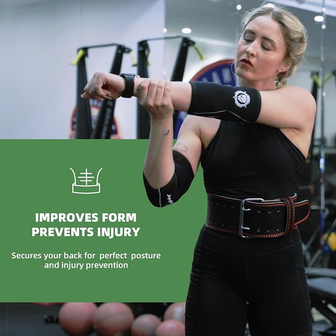 Weight lifting Belt (6mm Thick) - Genuine leather, offering back support. Double-pronged buckle, ideal for weightlifting, powerlifting, squats and deadlifts