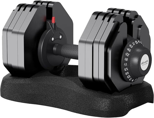 ATIVAFIT Adjustable Dumbbells Set, 5–88LB Quick Adjust Free Weights with Double Safety Lock & Anti-Slip Steel Handle, Space Saving Home Gym Equipment for Full Body Strength Training