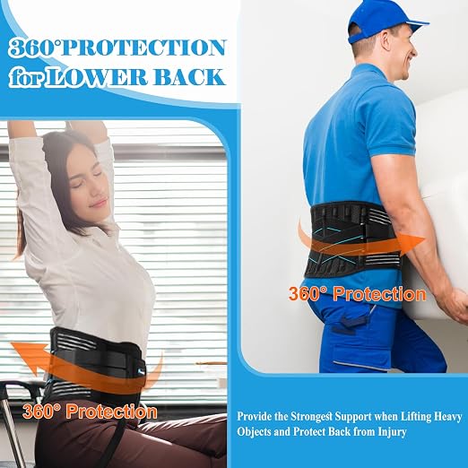 Plus Size 4XL/5XL Back Brace for Men Women with 9X Strong Support Stays, Idea for Long Time Standing & Sitting Jobs, Durable Back Support Belt with 3D Lumbar Pad for Sciatica, Herniated Disc