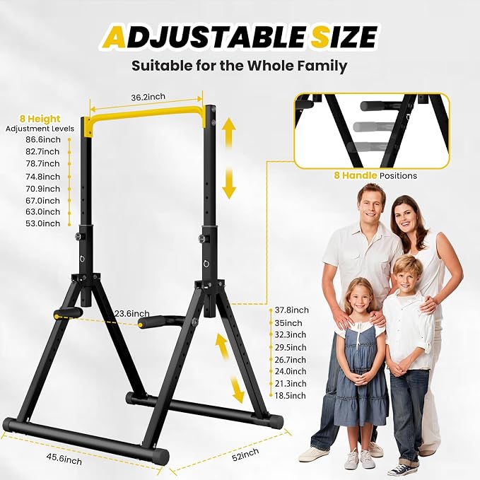DOBESTS Power Tower Pull Up Bar Free Standing, Foldable Pull Up Station