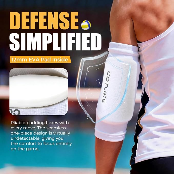 Volleyball Elbow Pads for Youth, Volleyball Arm Sleeves Elbow Pads for Floor Burns and Bruises, Non-Bulky Elbow Pad Protection Comfort Flexible, One Size