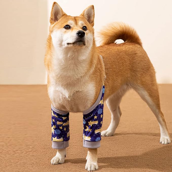 HDKUW Dog Front Leg Braces Recovery Sleeve, Pet Knee Brace Wounds Protector for Medium Large Dog Blue Star 3XL