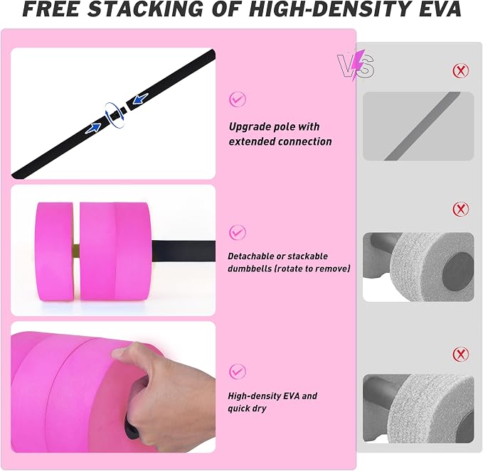 Hikeen Aquatic Exercise Dumbbells Water Dumbbell Pool Resistance Aquatic Fitness Barbells with 4 High-Density EVA Foam Pool Weights Dumbbells, for Water Aerobics Weight Loss